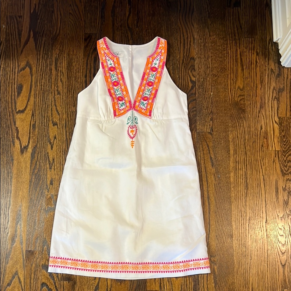 Tibi Embroidered White Shift Dress